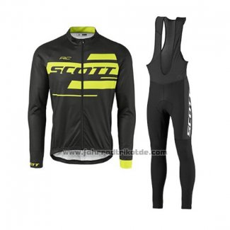 2017 Fahrradbekleidung Scott Shwarz und Gelb Trikot Langarm und Tragerhose