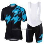 2017 Fahrradbekleidung Sportful Shwarz und Blau Trikot Kurzarm und Tragerhose