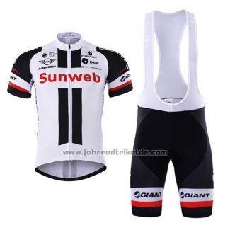 2017 Fahrradbekleidung Sunweb Wei Trikot Kurzarm und Tragerhose