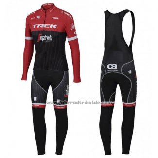 2017 Fahrradbekleidung Trek Segafredo Rot und Shwarz Trikot Langarm und Tragerhose