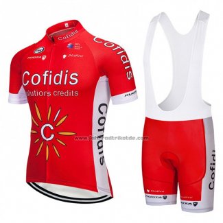 2018 Fahrradbekleidung Cofidis Rot und Wei Trikot Kurzarm und Tragerhose