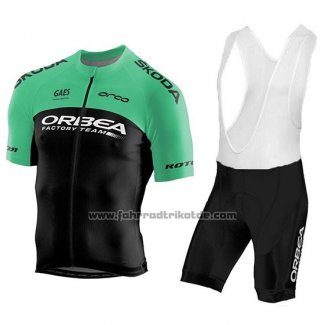 2018 Fahrradbekleidung Orbea Factory Shwarz Grun Trikot Kurzarm und Tragerhose