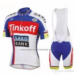 2018 Fahrradbekleidung Tinkoff Saxo Bank Rot Blau Trikot Kurzarm und Tragerhose