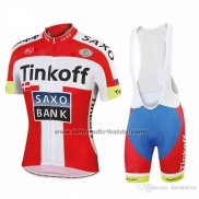 2018 Fahrradbekleidung Tinkoff Saxo Bank Rot Wei Trikot Kurzarm und Tragerhose