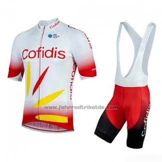 2019 Fahrradbekleidung Cofidis Rot Wei Trikot Kurzarm und Tragerhose