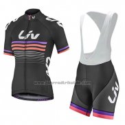 2019 Fahrradbekleidung Frau Liv Shwarz Fuchsie Trikot Kurzarm und Tragerhose