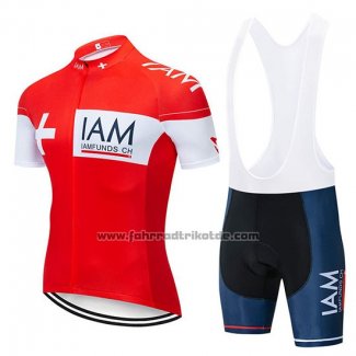 2019 Fahrradbekleidung IAM Rot Wei Trikot Kurzarm und Tragerhose