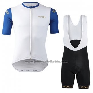 2019 Fahrradbekleidung Lecol Wei Blau Trikot Kurzarm und Tragerhose