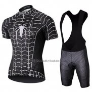 2019 Fahrradbekleidung Marvel Heros Spider Man Shwarz Trikot Kurzarm und Tragerhose