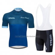 2019 Fahrradbekleidung STRAVA Dunkel Blau Trikot Kurzarm und Tragerhose