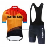 2020 Fahrradbekleidung Bahrain Orange Shwarz Trikot Kurzarm und Tragerhose