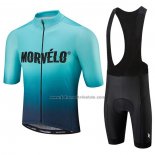 2020 Fahrradbekleidung Morvelo Hellblau Trikot Kurzarm und Tragerhose