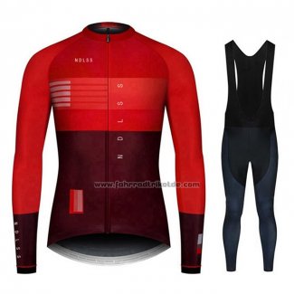 2020 Fahrradbekleidung NDLSS Dunkel Rot Trikot Langarm und Tragerhose