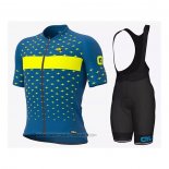 2021 Fahrradbekleidung ALE Blau Gelb Trikot Kurzarm und Tragerhose