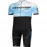 2021 Fahrradbekleidung Cannondale Hellblau Shwarz Trikot Kurzarm und Tragerhose