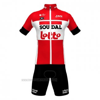 2022 Fahrradbekleidung Lotto Soudal Rot Trikot Kurzarm und Tragerhose