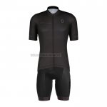 2022 Fahrradbekleidung Scott Shwarz Trikot Kurzarm und Tragerhose