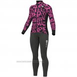2023 Fahrradbekleidung Frau ALE Shwarz Fuchsie Trikot Langarm und Tragerhose