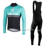 Fahrradbekleidung Bianchi Milano Nalles Hellblau Shwarz Trikot Langarm und Tragerhose