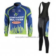 2010 Fahrradbekleidung Merida Blau und Grun Trikot Langarm und Tragerhose