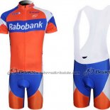 2011 Fahrradbekleidung Rabobank Blau und Orange Trikot Kurzarm und Tragerhose
