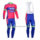 2012 Fahrradbekleidung Lampre Merida Rosa und Azurblau Trikot Langarm und Tragerhose