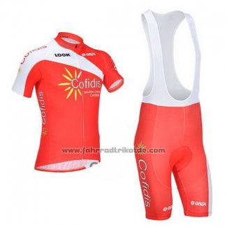 2013 Fahrradbekleidung Cofidis Rot Trikot Kurzarm und Tragerhose