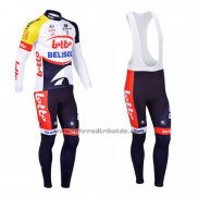 2013 Fahrradbekleidung Lotto Belisol Volett und Wei Trikot Langarm und Tragerhose