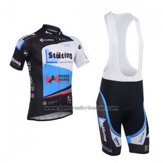 2013 Fahrradbekleidung Stolting Shwarz und Azurblau Trikot Kurzarm und Tragerhose