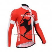 2014 Fahrradbekleidung Giordana Rot und Wei Trikot Langarm und Tragerhose