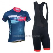 2014 Fahrradbekleidung Monton Rot und Blau Trikot Kurzarm und Tragerhose