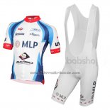 2015 Fahrradbekleidung MLP Team Bergstrasse Wei und Blau Trikot Kurzarm und Tragerhose