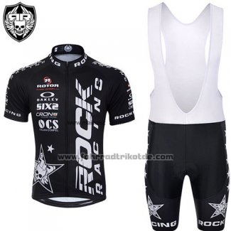 2015 Fahrradbekleidung Rock Racing Wei und Shwarz Trikot Kurzarm und Tragerhose