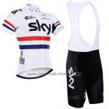 2015 Fahrradbekleidung Sky Champion Regno Unito Wei und Rot Trikot Kurzarm und Tragerhose