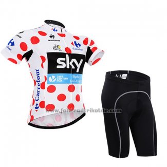 2015 Fahrradbekleidung Sky Lider Wei und Rot Trikot Kurzarm und Tragerhose