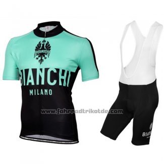 2016 Fahrradbekleidung Bianchi Grun Trikot Kurzarm und Tragerhose