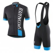 2016 Fahrradbekleidung Specialized Shwarz Wei Blau Trikot Kurzarm und Tragerhose