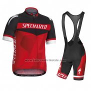 2016 Fahrradbekleidung Specialized Shwarz und Rot Trikot Kurzarm und Tragerhose