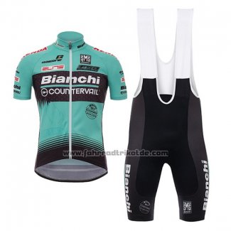 2017 Fahrradbekleidung Bianchi Countervail Grun Trikot Kurzarm und Tragerhose