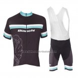 2017 Fahrradbekleidung Bianchi Wei und Hellblau Trikot Kurzarm und Tragerhose