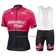 2017 Fahrradbekleidung Novecolli Rot und Shwarz Trikot Kurzarm und Tragerhose