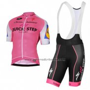 2017 Fahrradbekleidung Quick Step Rosa Trikot Kurzarm und Tragerhose