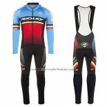 2017 Fahrradbekleidung Ridley Rincon Rot und Blau Trikot Langarm und Tragerhose