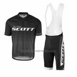 2017 Fahrradbekleidung Scott Shwarz Trikot Kurzarm und Tragerhose