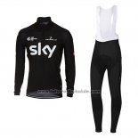 2017 Fahrradbekleidung Sky Tief Shwarz Trikot Langarm und Tragerhose