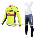 2017 Fahrradbekleidung Tinkoff Gelb Trikot Langarm und Tragerhose