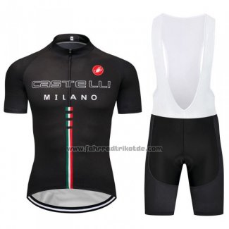 2018 Fahrradbekleidung Castelli Shwarz Trikot Kurzarm und Tragerhose