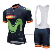 2018 Fahrradbekleidung Movistar Champion Spanien Trikot Kurzarm und Tragerhose