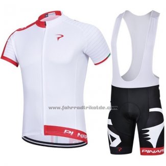 2018 Fahrradbekleidung Pinarello Wei Rot Trikot Kurzarm und Tragerhose