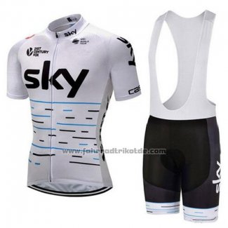 2018 Fahrradbekleidung Sky Wei und Shwarz Trikot Kurzarm und Tragerhose